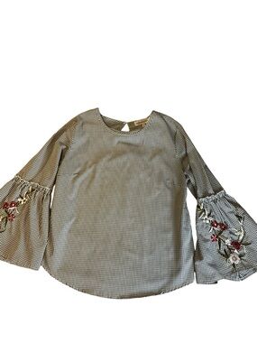 Inseparable Gingham Bell-Sleeve Blouse